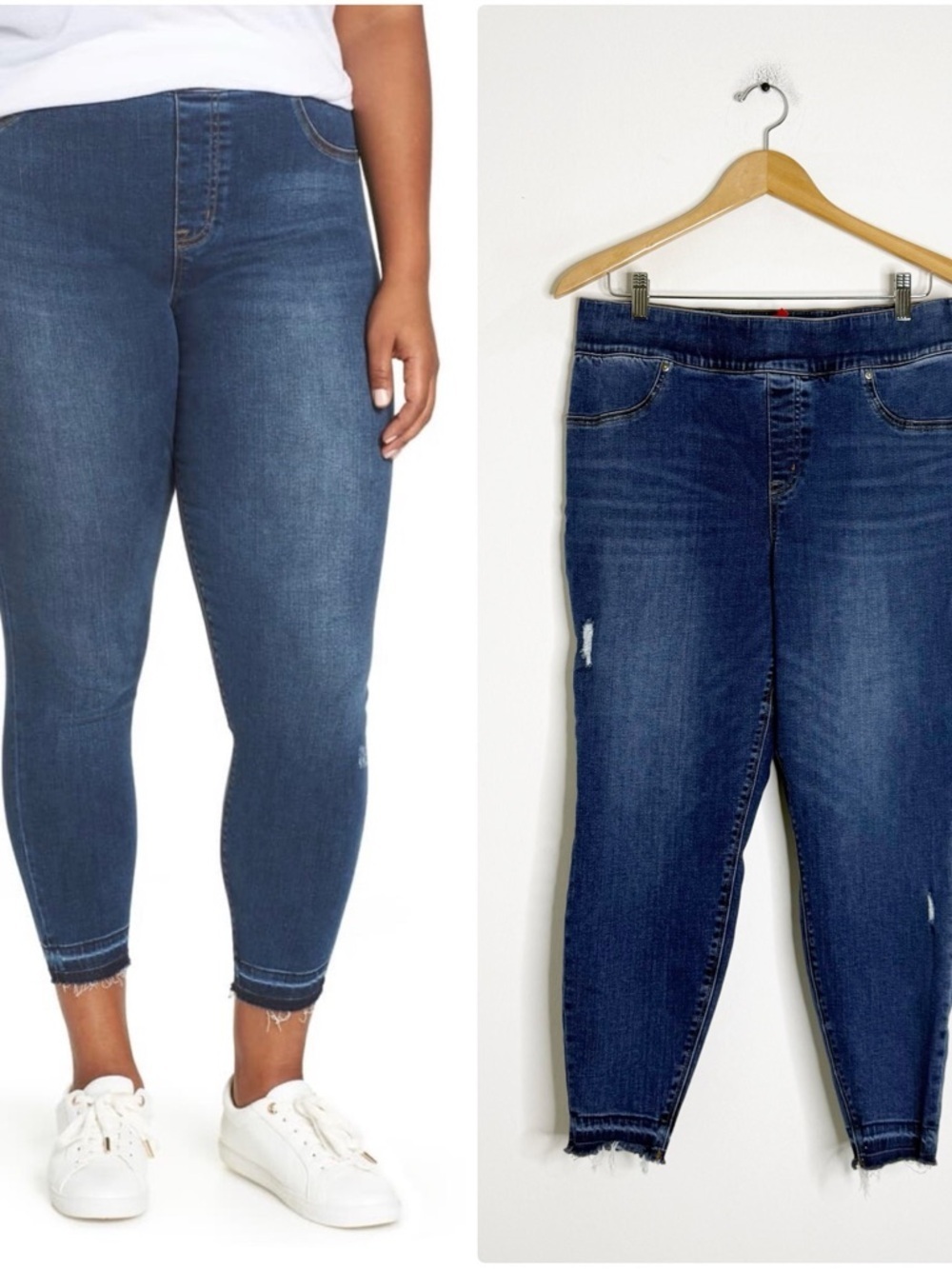 Spanx Jean-ish Leggings 1X Petite Pull On Skinny Jeans Dark Wash Stretch Denim
